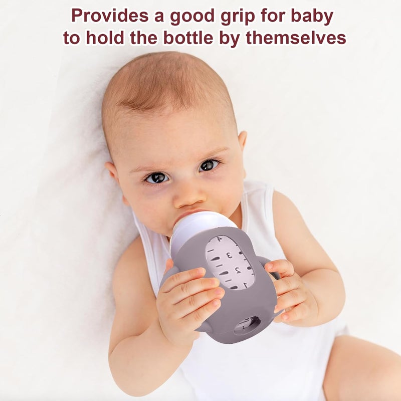 Juome Silicone Sleeves with Handles for Avent Natural Glass Baby Bottle - 3 Pack Koala Shape Anti Breakage Baby Bottles Holder, Compatible with Philips Avent Anti Colic Baby Bottles 4 oz - Image 4